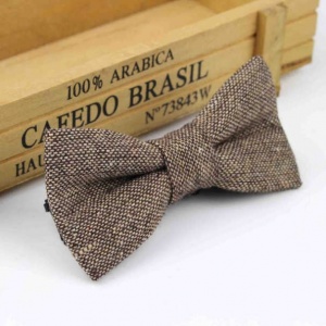 Boys Brown Tweed Wool Bow Tie with Adjustable Strap